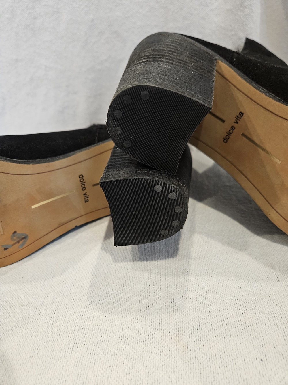 Dolce Vita Black Suede Ankle Booties with Block Heel - Picture 7 of 8